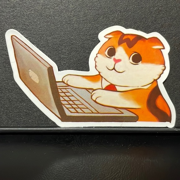 Design | Cat On Laptop Cartoon Sticker | Poshmark